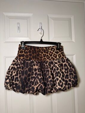 Leopard Print Bubble Mini Skirt - Brown & Black